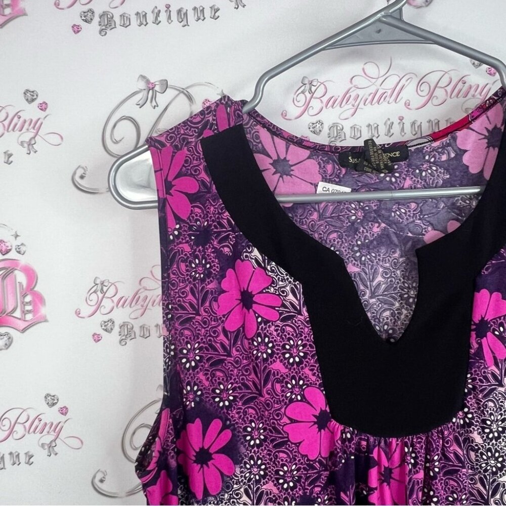 Susan Lawrence tank top flowers blouse purple Pink and Black Floral Blouse - Picture 5 of 8